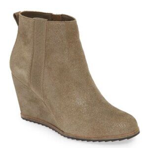 NEW Linea Paolo Winslet Wedge Tan Metallic Leather Boots Booties Size 7